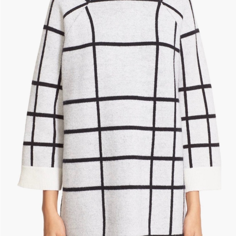 Rag & Bone Wool Black and Cream Checkered Sweater